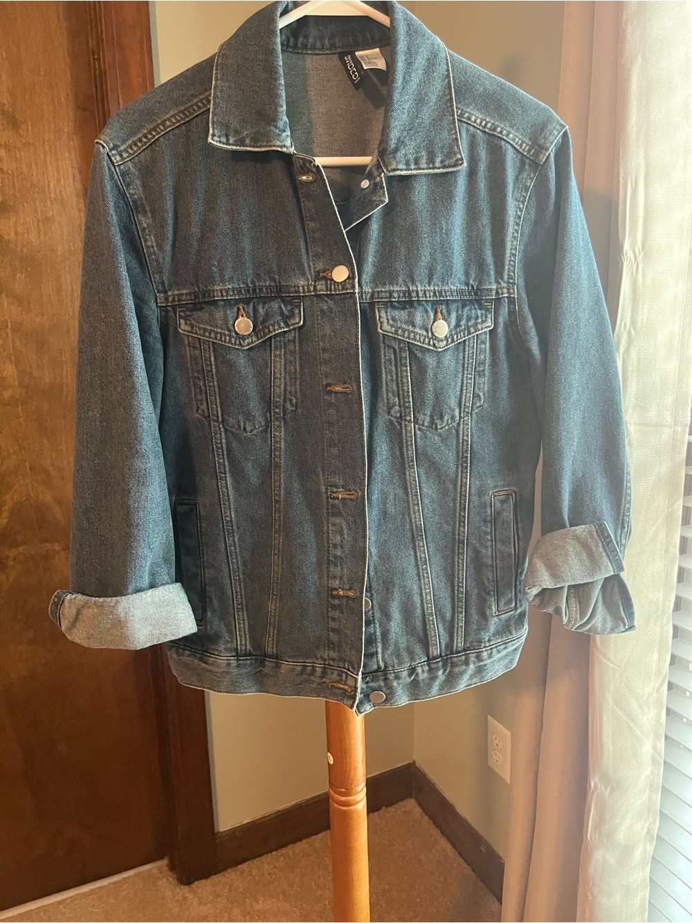 H&M Dark Blue Denim Jacket with Button Front
